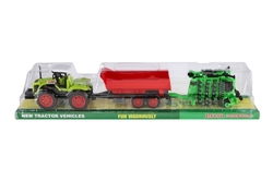 Traktor s vlekem s bránami plast 55cm na setrvačník v blistru