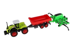 Traktor s vlekem s bránami plast 55cm na setrvačník v blistru