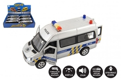 Auto policie záchranáři kov/plast 15cm na baterie se světlem se zvukem na zpětné natažení 6ks v boxu