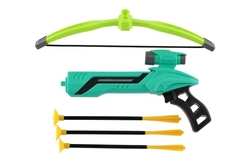 Pistole/kuše s lukem na přísavky plast 25cm + šípy 3ks v krabici 36x21x5cm