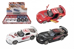 Auto Kinsmart Dodge Viper GTS-R 1:36 12,5cm kov/plast 4 barvy na zpětné natažení 12ks v boxu