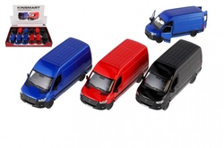 Auto/dodávka Kinsmart Mercedes-Benz Sprinter 1:48 kov/plast 13cm na zpětné nat. 3 barvy 12ks v boxu