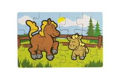 Puzzle dřevěné Moje první zvířátka 4x12 dílků 20x14x3,5cm v dřevěné krabičce 24m+ MPZ