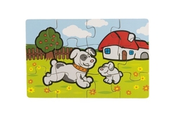 Puzzle dřevěné Moje první zvířátka 4x12 dílků 20x14x3,5cm v dřevěné krabičce 24m+ MPZ