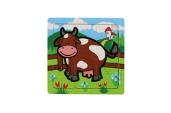 Mini puzzle dřevěné 9 dílků Moje první zvířátka pro nejmenší 15x15x0,8cm 6 druhů MPZ 12m+
