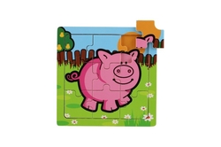 Mini puzzle dřevěné 9 dílků Moje první zvířátka pro nejmenší 15x15x0,8cm 6 druhů MPZ 12m+