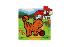Mini puzzle dřevěné 9 dílků Moje první zvířátka pro nejmenší 15x15x0,8cm 6 druhů MPZ 12m+