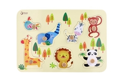 Vkládačka/Puzzle deskové obrysové zoo dřevo 30x21cm ve fólii 18m+