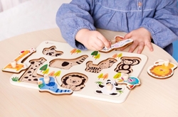 Vkládačka/Puzzle deskové obrysové zoo dřevo 30x21cm ve fólii 18m+