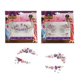 Obličejové zdobící diamanty/kamínky Princezna plast 2 druhy v sáčku 18x17,5cm