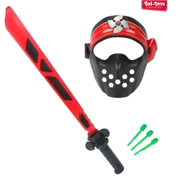 Ninja sada plast meč + maska + šipky 3ks na baterie se zvukem, světlem 4 barvy na kartě 20x62cm