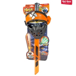 Ninja sada plast meč + maska + šipky 3ks na baterie se zvukem, světlem 4 barvy na kartě 20x62cm