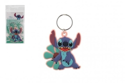 Přívěsek na klíče/Klíčenka Lilo & Stitch gumový 6cm s květinou v sáčku