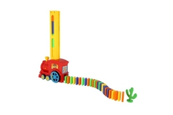 Lokomotiva/Vlak domino stavěcí plast 16cm na baterie se zvukem se světlem v krabici 33x23,5x8cm