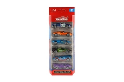 Auto sportovní 6ks kov/plast 8cm na volný chod v krabičce 10,5x27,5x4cm