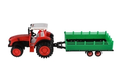 Traktor s vlekem s pluhem plast 53cm na setrvačník 2 barvy v blistru