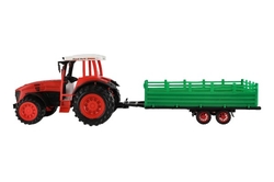 Traktor s vlekem s rotavátorem plast 52cm na setrvačník 2 barvy v blistru