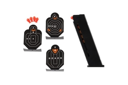Pistole Glock na pěnové náboje plast 19cm + terče 3ks, náboje 6ks v krabici 34x18x4,5cm