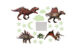 Dinosauři na zeď/strop svítící ve tmě papír/plast 2 druhy na kartě