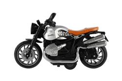 Motorka plast 13cm na zpětné natažení na baterie se světle, zvukem 4 barvy 12ks v boxu