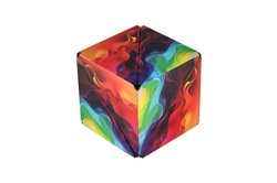 Hlavolam kostka magnetická duhová plast mix druhů v krabičce 6x6x6cm