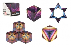 Hlavolam kostka magnetická duhová plast mix druhů v krabičce 6x6x6cm