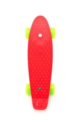 Skateboard - pennyboard 43cm, nosnost 60kg kovové osy, červený, zelená kola