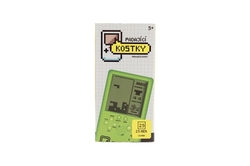 Digitální hra Padající kostky hlavolam plast 7x14cm zelená na baterie se zvukem v krabičce 7,5x14,5