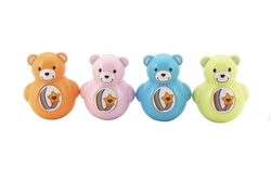 Medvídek Roly Poly pískací 10 cm plast 4 barvy v krabičce 10x12x8cm