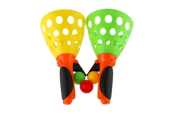 Catch ball hra velká plast 25cm 2ks+míček v síťce