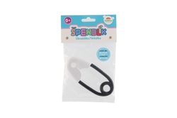 Chrastítko špendlík plast 12cm bíločerné 12x19cm v sáčku 0m+
