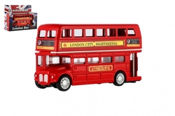Autobus "Londýn" červený patrový kov/plast 12cm na zpětné natažení v krabičce 17x13,5x6cm