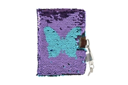 Zápisník/blok s flitry měnícími se zámkem mix druhů v sáčku 11x15x2cm