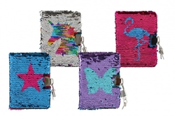 Zápisník/blok s flitry měnícími se zámkem mix druhů v sáčku 11x15x2cm
