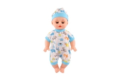 Panenka miminko plast 32cm pevné tělo pijící, čůrající na baterie se zvukem s doplňky v sáčku
