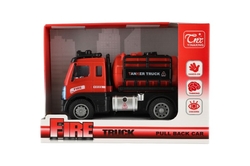 Auto hasiči s cisternou plast 12cm na zpětné natažení v krabičce 17x12x8cm