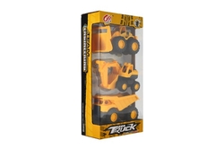 Auto stavební 3ks plast 12cm na volný chod v krabičce 14,5x30x7cm