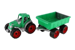 Traktor s vlekem plast 53cm na volný chod 2 barvy v síťce