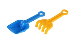 Sada na písek 2ks plast lopatka + hrabičky 4 barvy 8x22cm 12m+