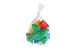 Formičky Bábovky na písek 4ks plast dopravní prostředky v síťce 12m+