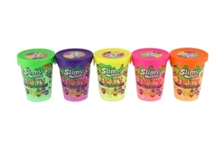 Sliz - hmota 100g v barvě ovoce 8cm 5 druhů v plastové krabičce na kartě 20ks v boxu