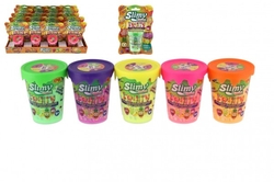 Sliz - hmota 100g v barvě ovoce 8cm 5 druhů v plastové krabičce na kartě 20ks v boxu