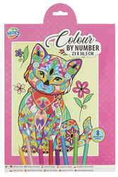 Kreativní set malování podle čísel + 8 pastelek 23x30,5 cm kočka