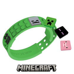 PIXIE CREW & MINECRAFT Nastavitelný náramek zelený 4 multipixely