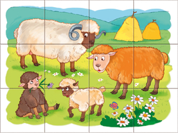 Dřevěné kostky Na farmě – 12 kostek