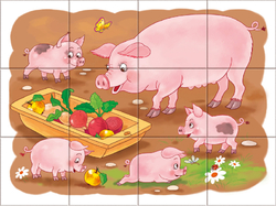 Dřevěné kostky Na farmě – 12 kostek