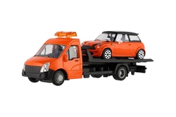 Auto/kamion Bburago odtahovka + auto 1:43 kov/plast 21cm  6 barev v krabičce 22x9x6,5cm