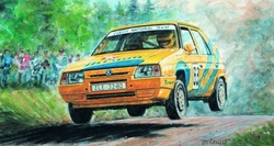 Model Kliklak Škoda Favorit Rallye 96 13,5x6,7cm v krabici 25x14,5x4,5cm