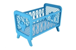 Postýlka pro panenky bez soupravy plast 32x47x26cm mix barev v krabici 48x33x8cm