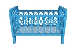 Postýlka pro panenky bez soupravy plast 32x47x26cm mix barev v krabici 48x33x8cm